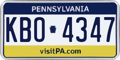 PA license plate KBO4347