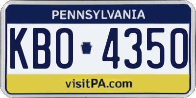 PA license plate KBO4350