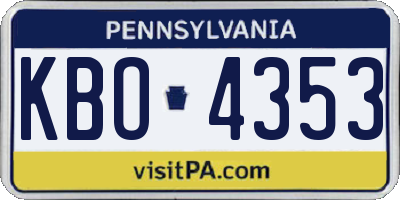 PA license plate KBO4353