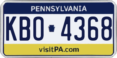 PA license plate KBO4368