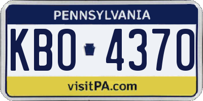 PA license plate KBO4370