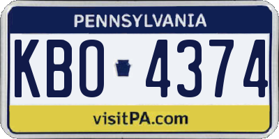 PA license plate KBO4374