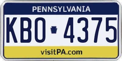 PA license plate KBO4375