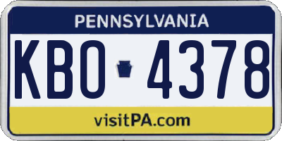 PA license plate KBO4378