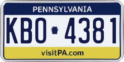 PA license plate KBO4381