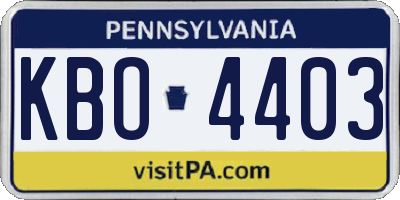 PA license plate KBO4403