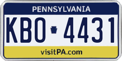 PA license plate KBO4431