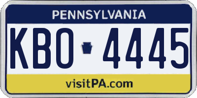 PA license plate KBO4445