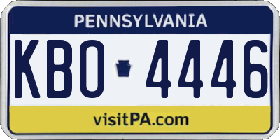 PA license plate KBO4446