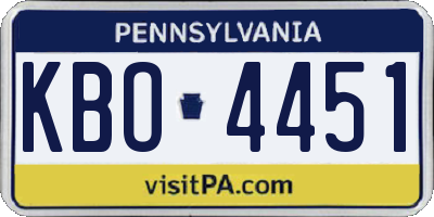 PA license plate KBO4451