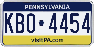 PA license plate KBO4454