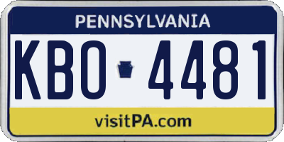 PA license plate KBO4481