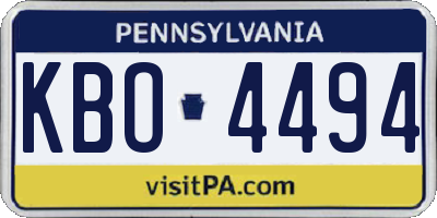 PA license plate KBO4494