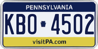 PA license plate KBO4502