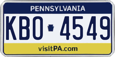 PA license plate KBO4549