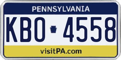 PA license plate KBO4558