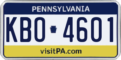 PA license plate KBO4601