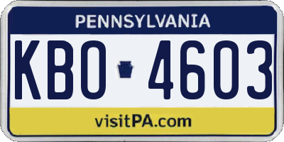 PA license plate KBO4603