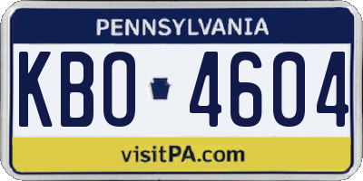 PA license plate KBO4604