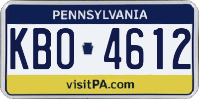 PA license plate KBO4612