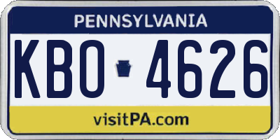PA license plate KBO4626