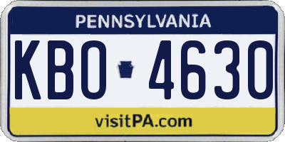 PA license plate KBO4630