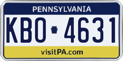 PA license plate KBO4631
