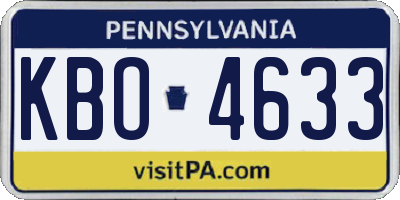 PA license plate KBO4633