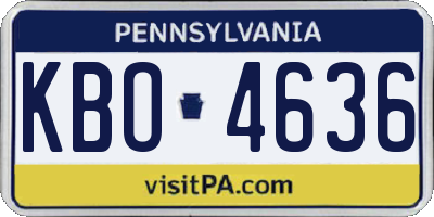 PA license plate KBO4636