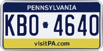 PA license plate KBO4640