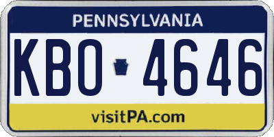 PA license plate KBO4646