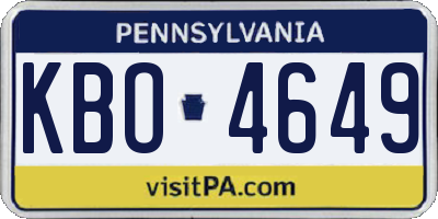 PA license plate KBO4649