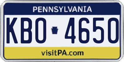 PA license plate KBO4650