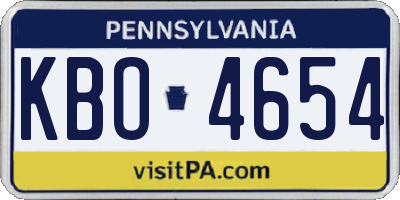 PA license plate KBO4654