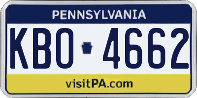 PA license plate KBO4662
