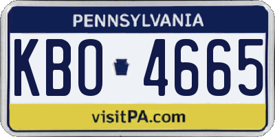 PA license plate KBO4665