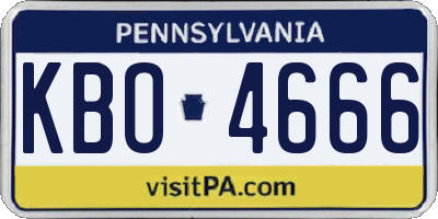 PA license plate KBO4666