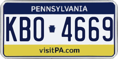 PA license plate KBO4669