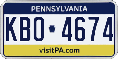 PA license plate KBO4674