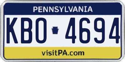 PA license plate KBO4694