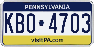 PA license plate KBO4703
