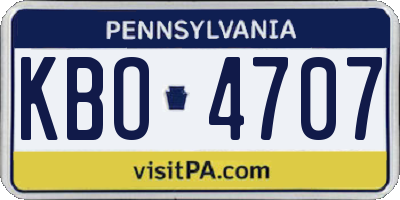 PA license plate KBO4707