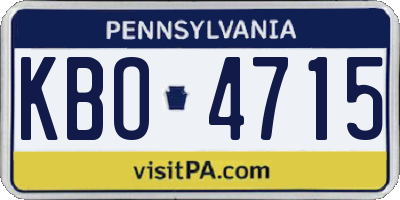 PA license plate KBO4715