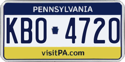 PA license plate KBO4720