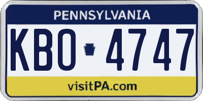PA license plate KBO4747