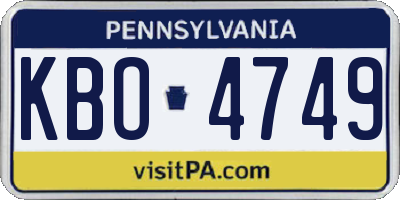 PA license plate KBO4749