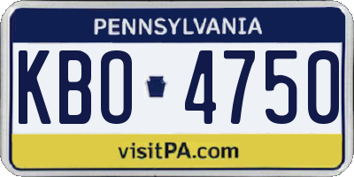 PA license plate KBO4750