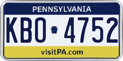 PA license plate KBO4752