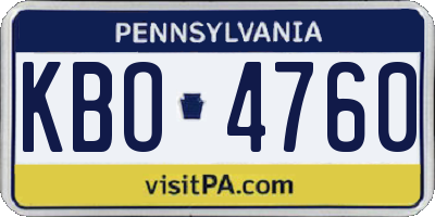 PA license plate KBO4760
