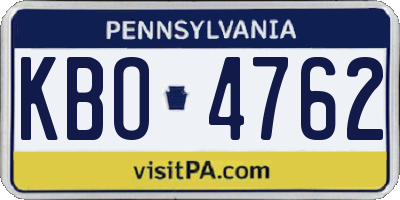 PA license plate KBO4762